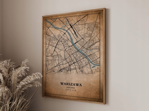 Plakat Mapa miasta vintage Warszawa