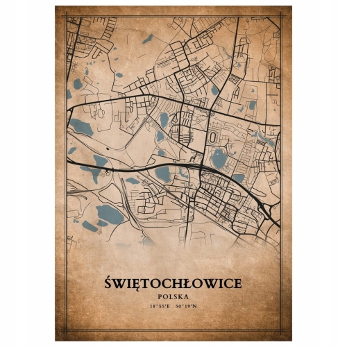 Plakat Mapa miasta vintage Świętochłowice