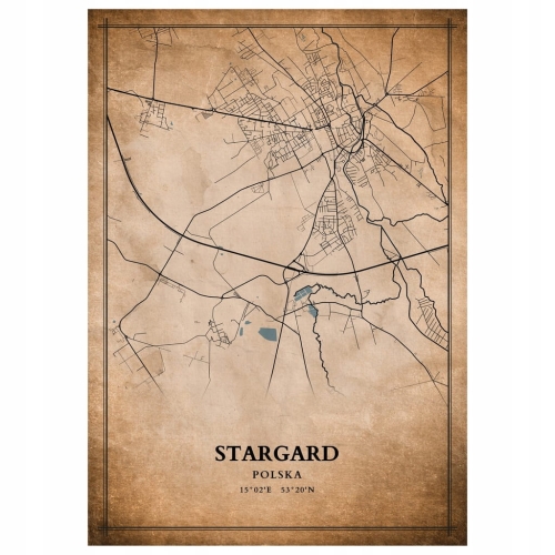 Plakat Mapa miasta vintage Stargard