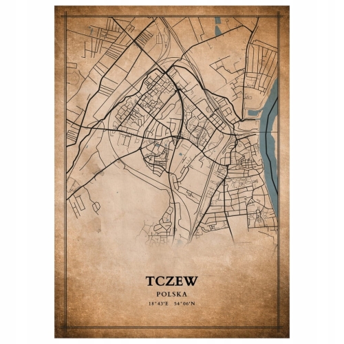 Plakat Mapa miasta vintage Tczew