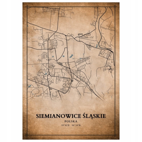 Plakat Mapa vintage Siemianowice Śląskie