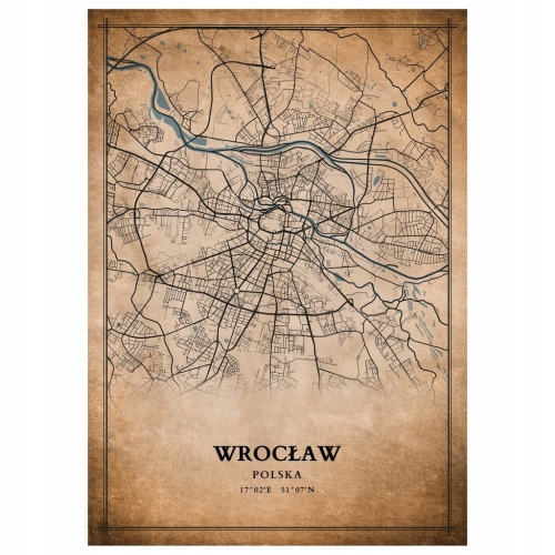 Plakat Mapa miasta vintage Wrocław