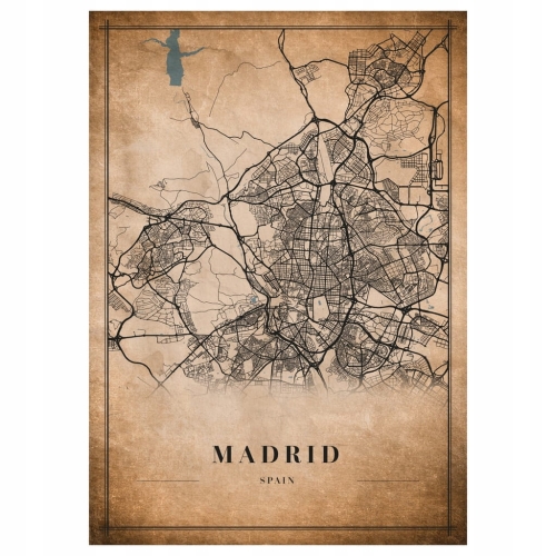 Plakat Mapa miasta vintage Madrid