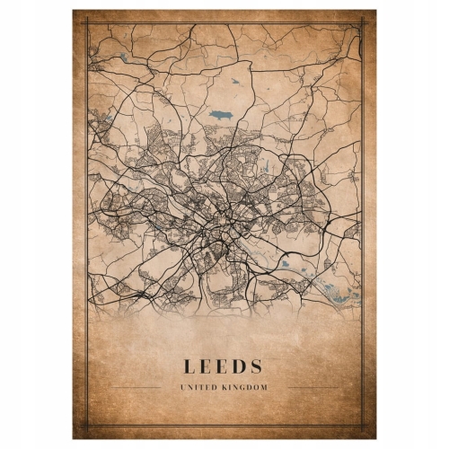 Plakat Mapa miasta vintage Leeds