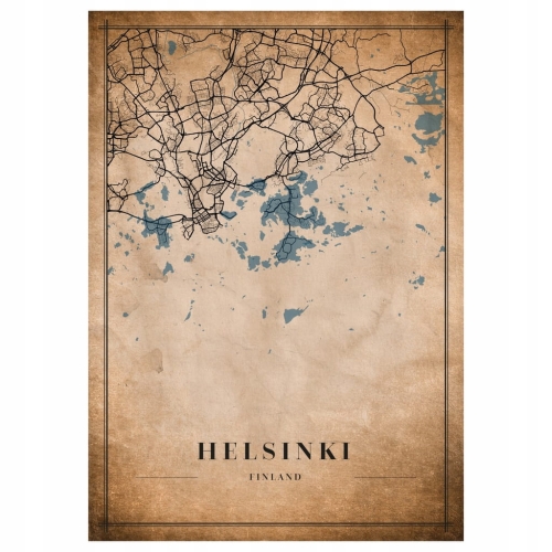 Plakat Mapa miasta vintage Helsinki