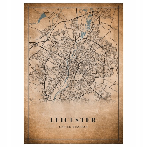 Plakat Mapa miasta vintage Leicester