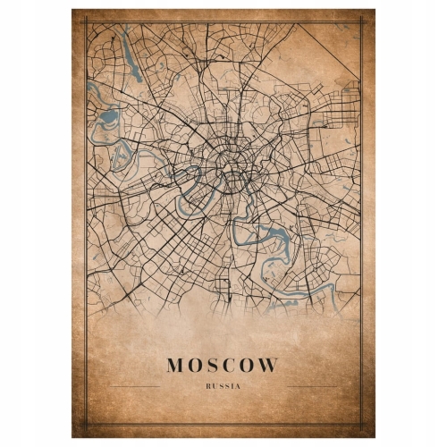 Plakat Mapa miasta vintage Moscow