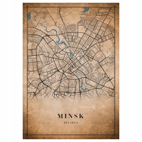 Plakat Mapa miasta vintage Minsk