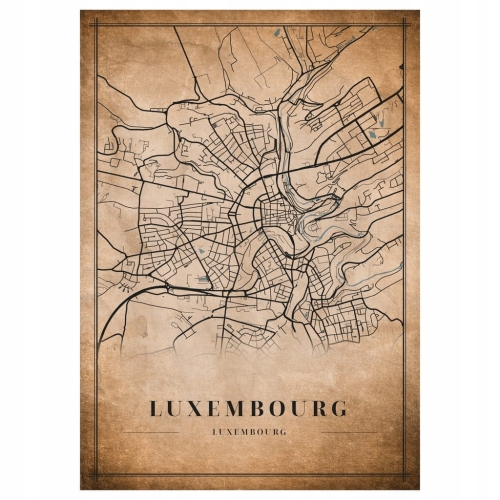 Plakat Mapa miasta vintage Luxembourg
