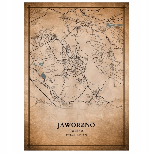 Plakat Mapa miasta vintage Jaworzno