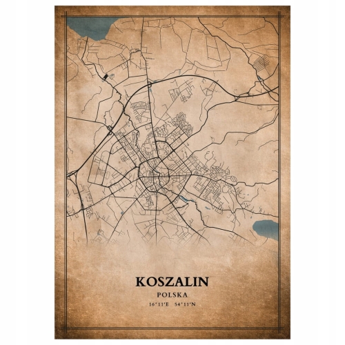 Plakat Mapa miasta vintage Koszalin