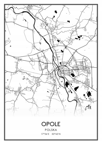 Mapa czarno biała plakat Opole