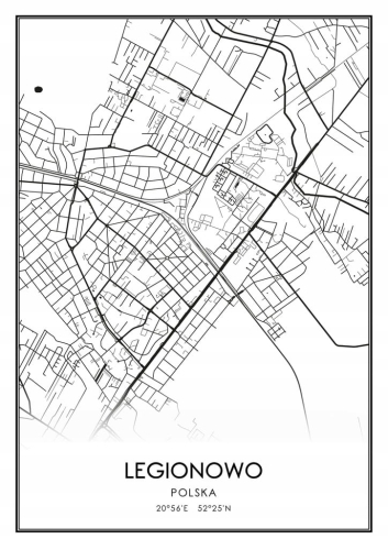 Mapa czarno biała plakat Legionowo