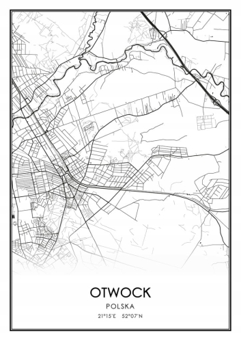 Mapa czarno biała plakat Otwock