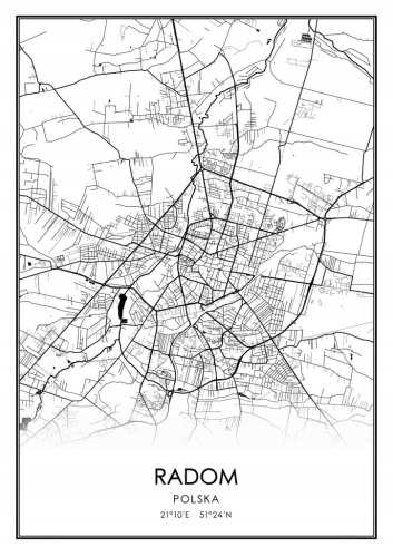 Mapa czarno biała plakat Radom