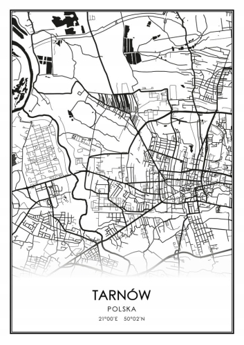Mapa czarno biała plakat Tarnów