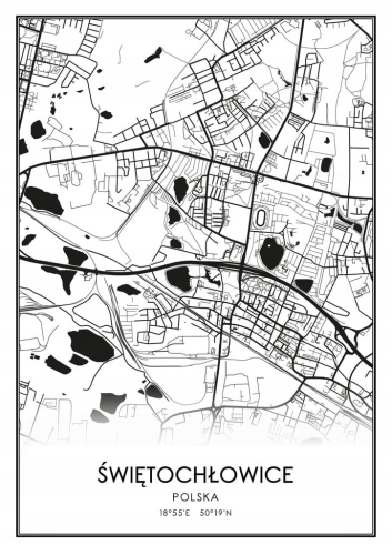 Mapa czarno biała plakat Świętochłowice