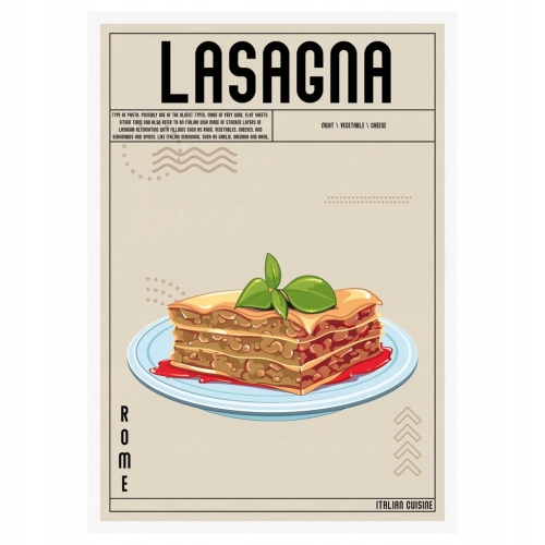 Plakat Kuchenny Lasagna Do Kuchni