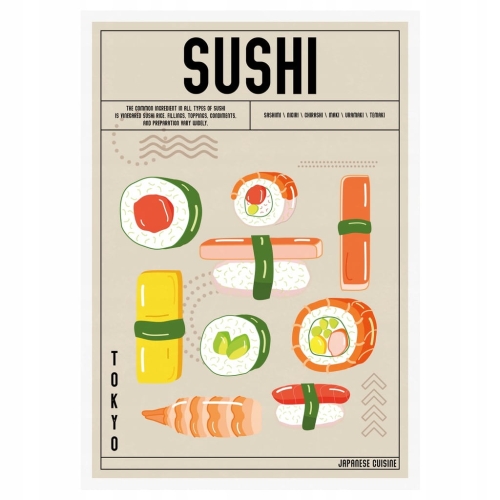 Plakat Kuchenny Sushi Do Kuchni