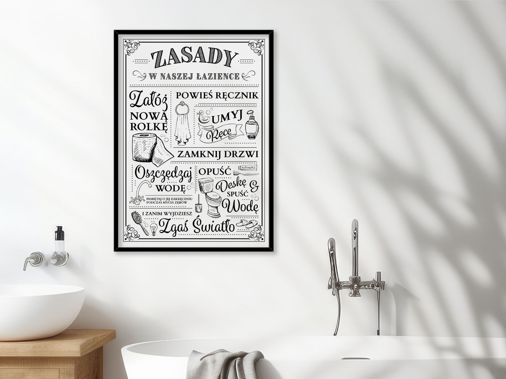 Plakat do łazienki, plakat do toalety, grafika do łazienki